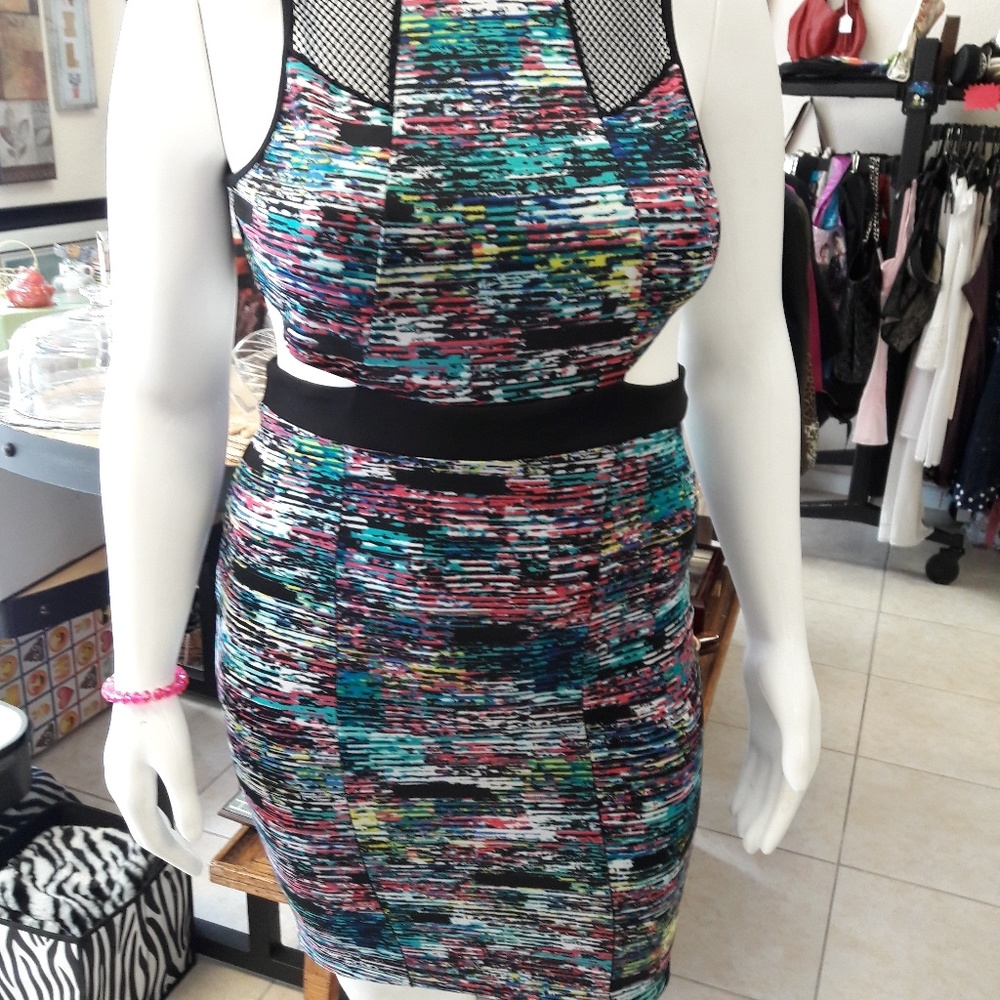 Charlotte Russe Black Multiple Color Dress